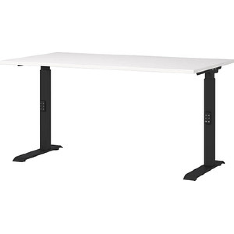 GERMANIA DOWNEY höhenverstellbarer Schreibtisch weiß rechteckig, C-Fuß-Gestell schwarz 140,0 x 80,0 cm – Bild 1 von 5
