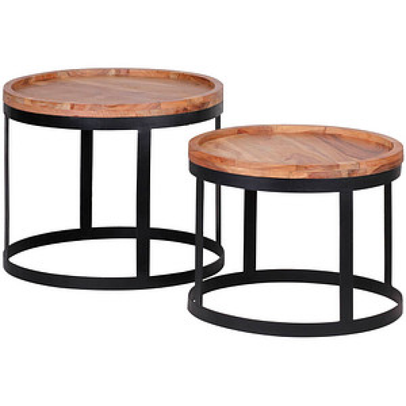 WOHNLING Beistelltische-Set rund Massivholz akazie, 1 St. – Bild 1 von 10
