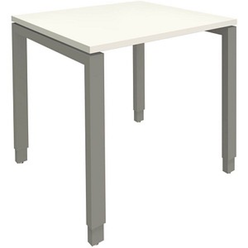 fm Sidney höhenverstellbarer Schreibtisch weiß rechteckig, 4-Fuß-Gestell Quadratrohr silber 80,0 x 80,0 cm – Bild 1 von 2