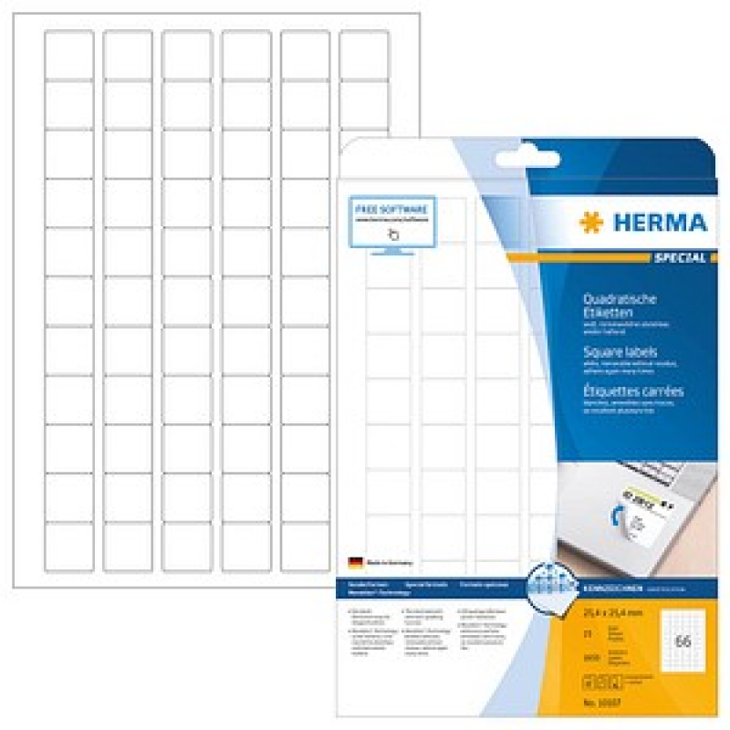 HERMA Etiketten 10107 weiß 25,4 x 25,4 mm, 25 Blatt – Bild 1 von 8