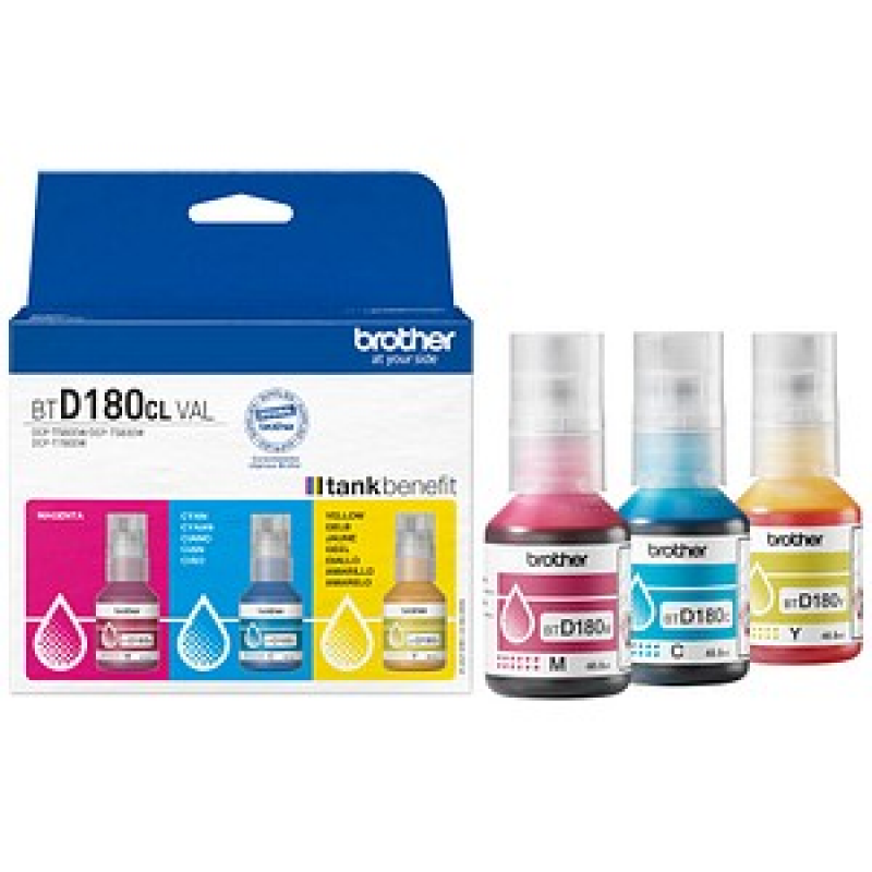 brother BTD180CLVAL cyan, magenta, gelb Tintenflaschen, 3er-Set – Bild 1 von 3