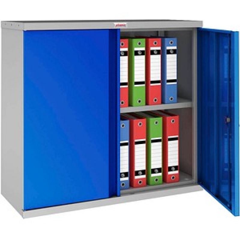 phoenix Stahlschrank SCL0891GBK grau, blau 1 Fachboden 91,5 x 37,0 x 83,0 cm, zerlegt – Bild 1 von 7