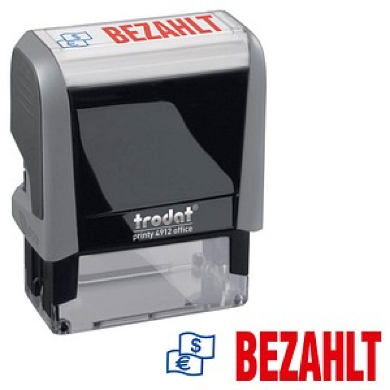 trodat Textstempel "Bezahlt" printy 4912 office selbstfärbend blau, rot ohne Logo, 1 St. – Bild 1 von 4