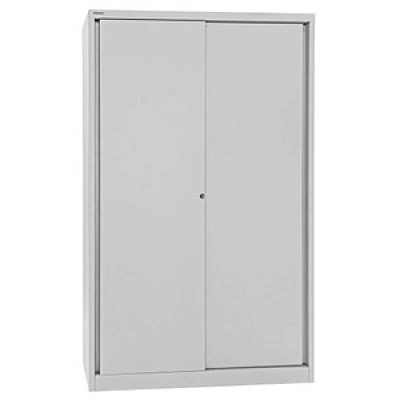 BISLEY Schiebetürenschrank ECO, SD12194S645 lichtgrau 4 Fachböden 120,0 x 43,0 x 198,0 cm – Bild 1 von 9