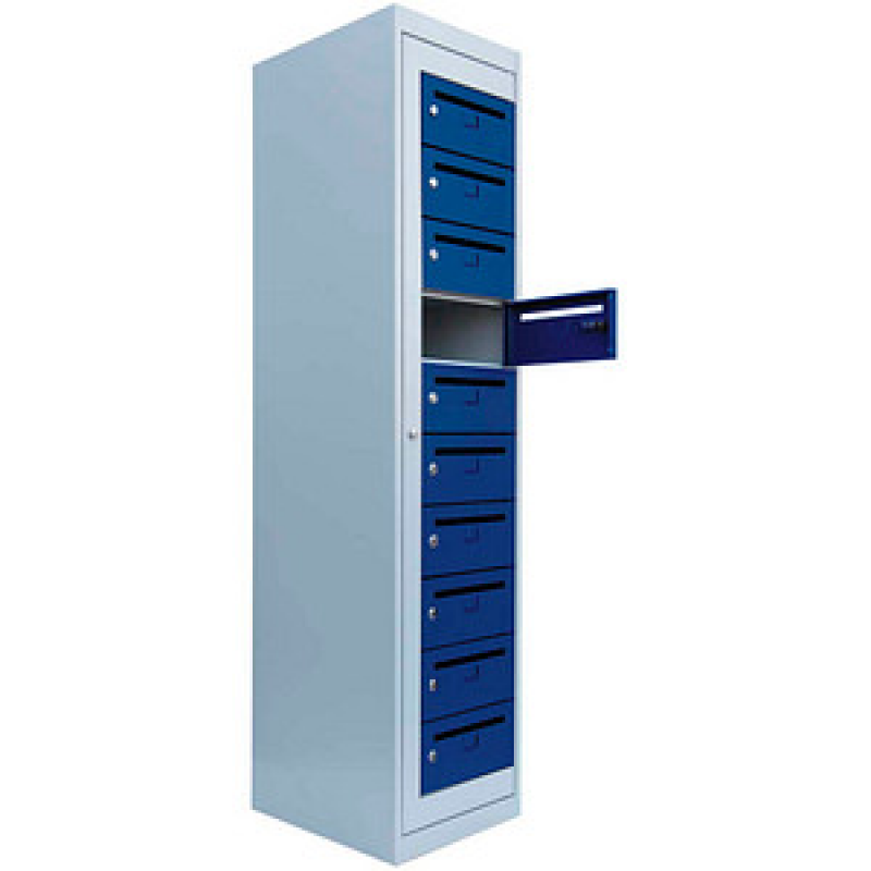 LÜLLMANN Schließfachschrank enzianblau, lichtgrau 526411, 10 Schließfächer 40,0 x 50,0 x 180,0 cm – Bild 1 von 2