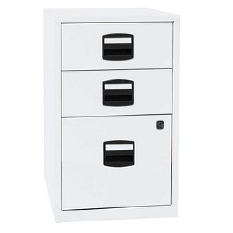 BISLEY Home Standcontainer verkehrsweiß 3 Auszüge Kunststoff-Muldengriff schwarz 41,3 x 40,0 x 67,2 cm – Bild 1 von 5