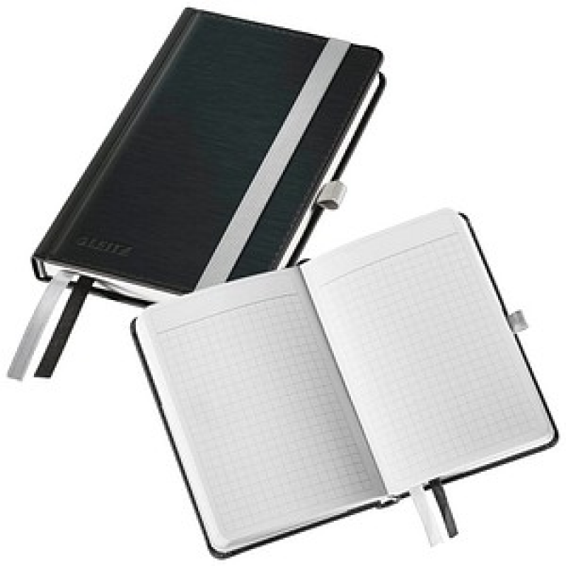 LEITZ Notizbuch DIN A6 kariert, satin schwarz Hardcover 160 Seiten, 1 St. – Bild 1 von 8