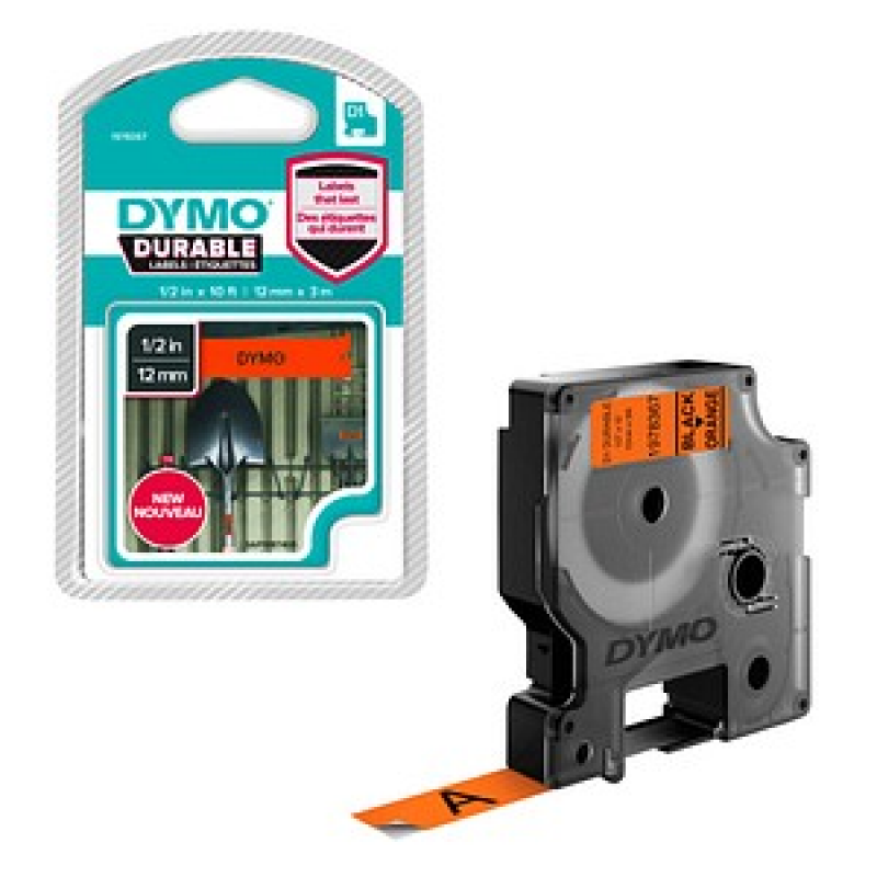 DYMO Schriftband D1 1978367, 12 mm, schwarz auf orange, 1 St. – Bild 1 von 4