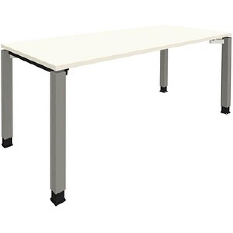 fm Sidney höhenverstellbarer Schreibtisch weiß rechteckig, 4-Fuß-Gestell Quadratrohr silber 180,0 x 80,0 cm – Bild 1 von 2