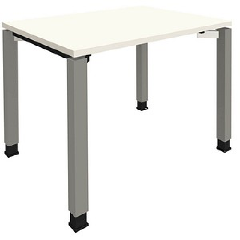 fm Sidney höhenverstellbarer Schreibtisch weiß rechteckig, 4-Fuß-Gestell Quadratrohr silber 100,0 x 80,0 cm – Bild 1 von 2