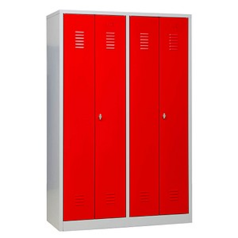 Gürkan Spind lichtgrau, feuerrot 104998, 2 Schließfächer 117,0 x 50,0 x 180,0 cm – Bild 1 von 6