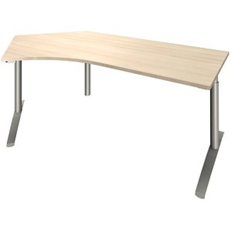 fm fastline Schreibtisch akazie Bogenform, C-Fuß-Gestell silber 220,0 x 80,0 cm – Bild 1 von 2