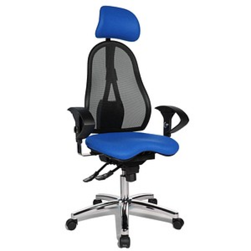 Topstar Bürostuhl Sitness 45, ST99U L56X Stoff blau, Gestell chrom – Bild 1 von 4