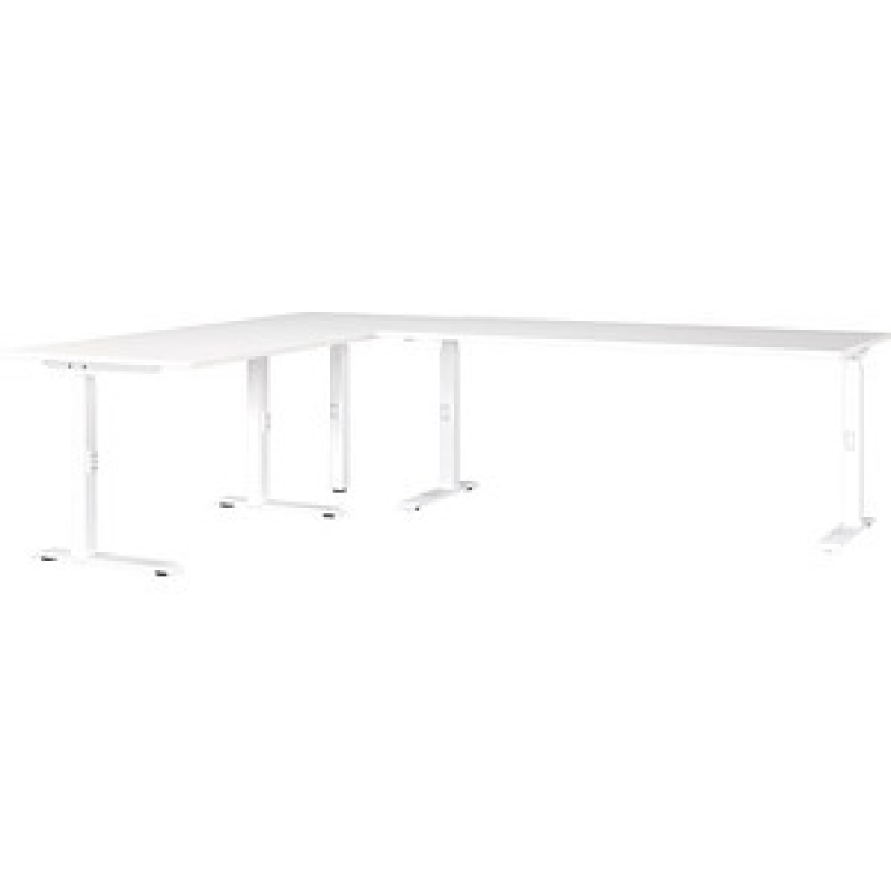 GERMANIA Mailand höhenverstellbarer Schreibtisch weiß L-Form, C-Fuß-Gestell weiß 240,0 x 220,0 cm – Bild 1 von 11