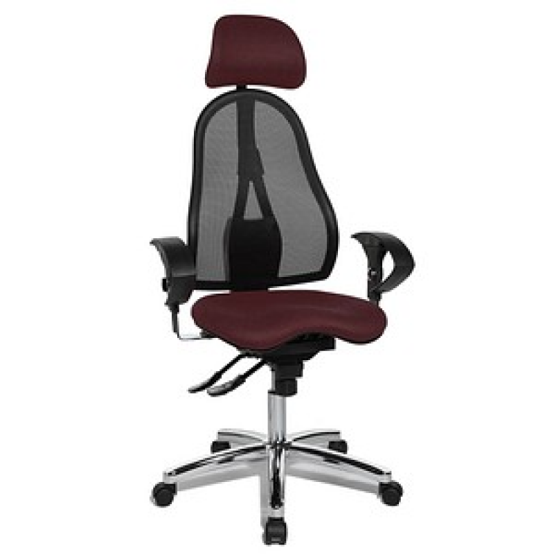 Topstar Bürostuhl Sitness 45, ST99U L57X Stoff rot, Gestell chrom – Bild 1 von 4