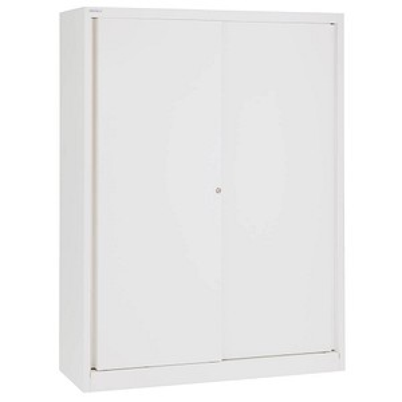 BISLEY Schiebetürenschrank ECO, SD12173S696 verkehrsweiß 3 Fachböden 120,0 x 43,0 x 163,7 cm – Bild 1 von 7
