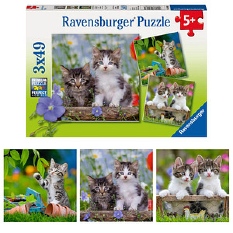 Ravensburger Süße Samtpfötchen Puzzle, 3 x 49 Teile – Bild 1 von 5