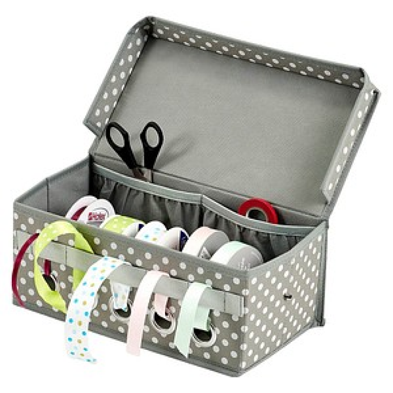Zeller Geschenkband-Organizer grau/weiß 29,0 x 15,0 x 12,0 cm, 1 St. – Bild 1 von 4