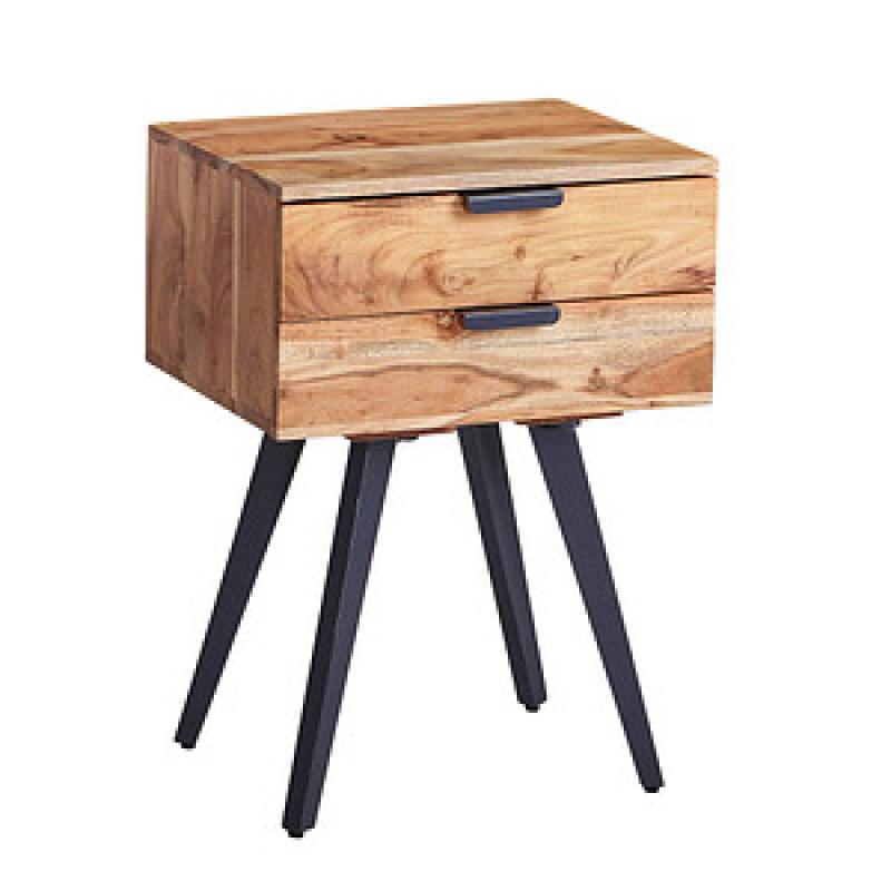WOHNLING Nachttisch rechteckig Massivholz akazie 47,0 x 35,0 x 65,0 cm, 1 St. – Bild 1 von 6