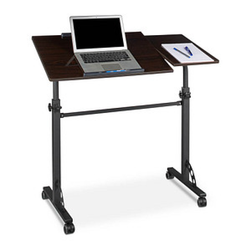 relaxdays PC-Tisch höhenverstellbar dunkelbraun 100,0 x 50,0 x 80,0 - 110,0 cm – Bild 1 von 6