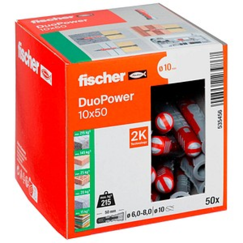 AKTION: fischer DuoPower 10x50 2K 535456 Universaldübel Ø 10 mm x 50 mm, 50 St. mit Prämie nach Registrierung – Bild 1 von 3