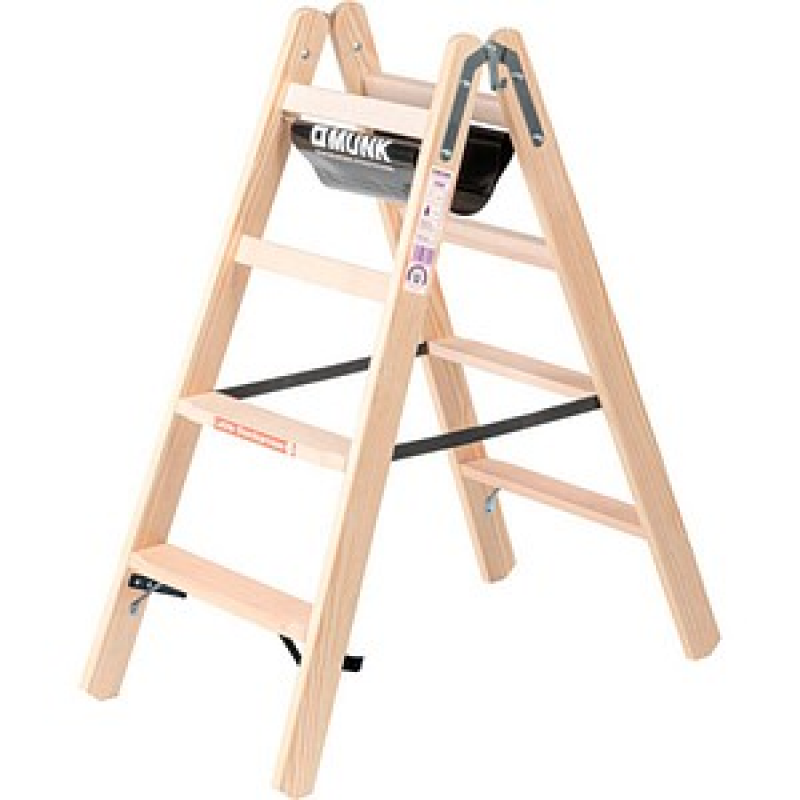 MUNK Stehleiter beidseitig 33808 natur 2x 4 Sprossen, H: 124,0 cm – Bild 1 von 2
