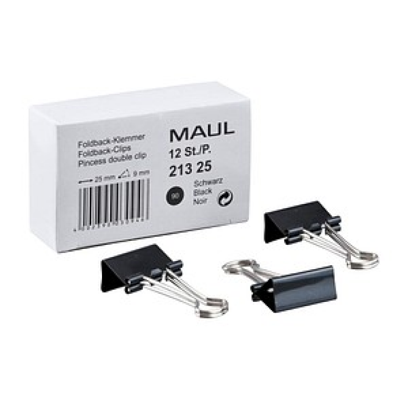 MAUL Foldbackklammern schwarz 2,5 cm, 12 St.