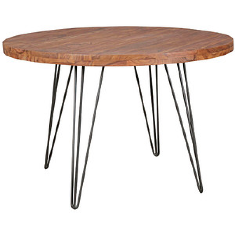 WOHNLING Esstisch sheesham rund, Haarnadelbeine schwarz, 120,0 x 120,0 x 78,0 cm – Bild 1 von 8