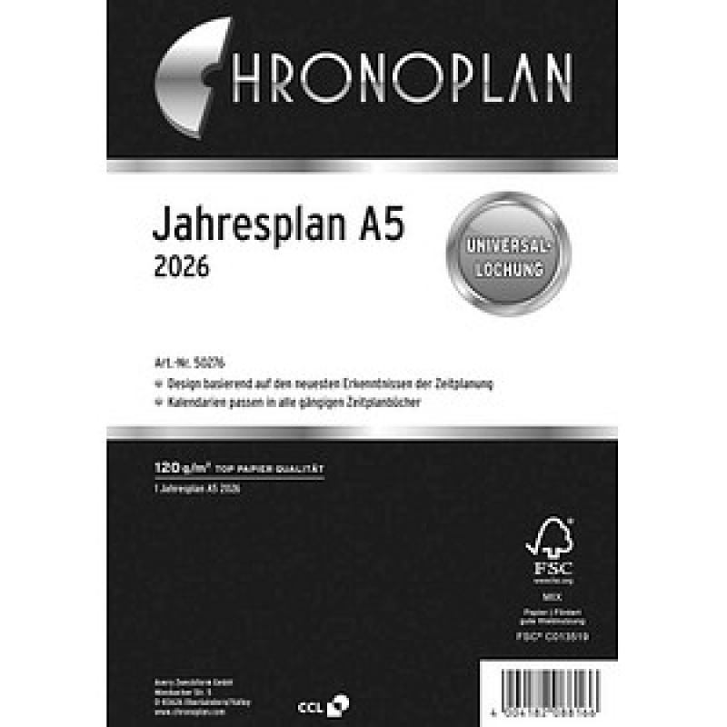 CHRONOPLAN Kalendereinlage 2026 Jahresplan A5 – Bild 1 von 3