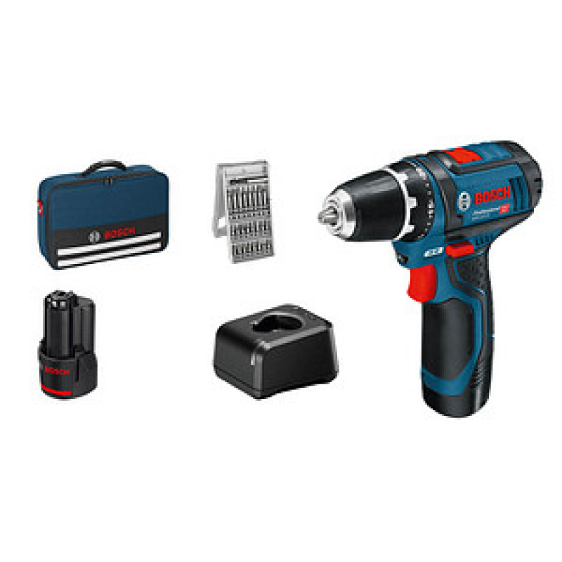BOSCH Professional GSR 12V-15 Akku-Bohrschrauber 12,0 V, mit 2 Akkus – Bild 1 von 2