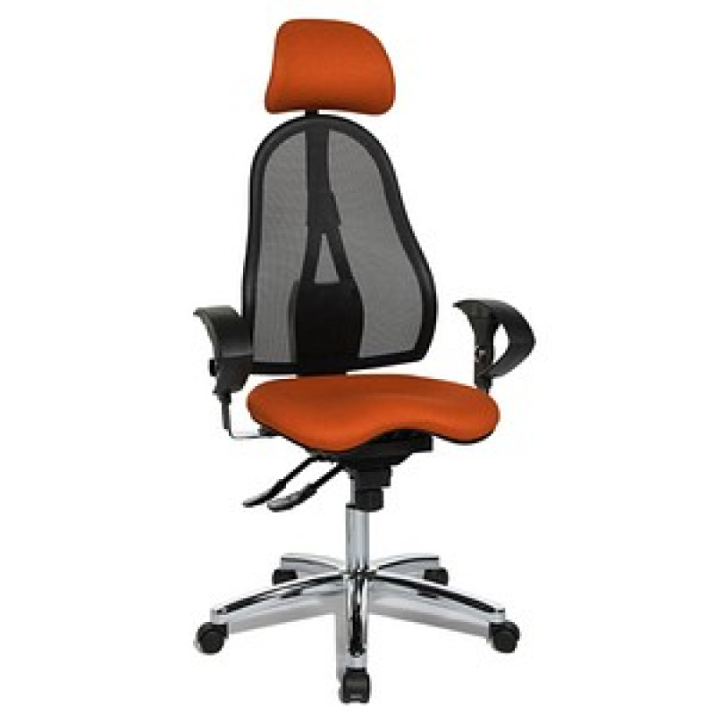 Topstar Bürostuhl Sitness 45, ST99U L54X Stoff orange, Gestell chrom – Bild 1 von 4