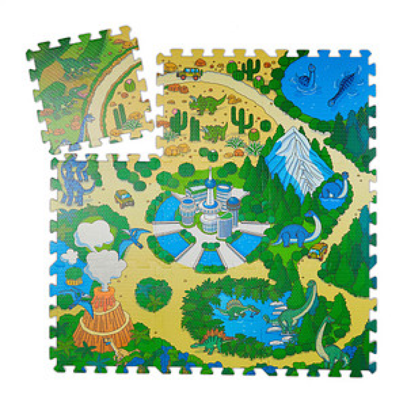 relaxdays Spielmatte Dinosaurier grün/bunt 90,0 x 90,0 cm – Bild 1 von 8
