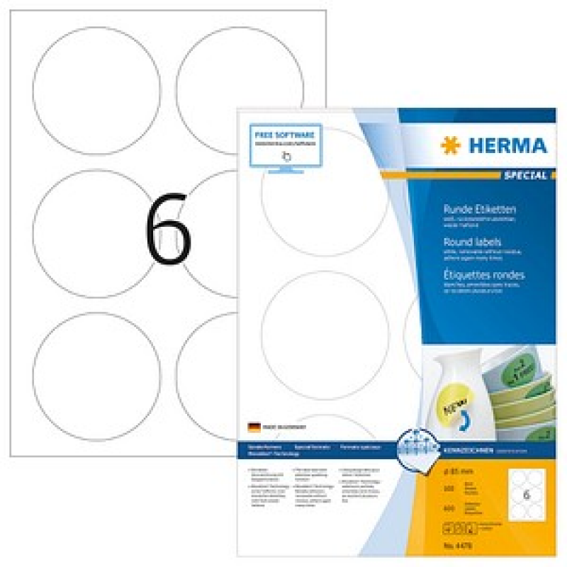 HERMA Etiketten 4478 weiß 85,0 x 85,0 mm, 100 Blatt – Bild 1 von 2