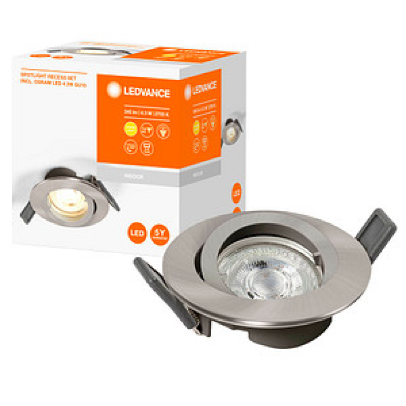 LEDVANCE RECESS DOWNLIGHT TWISTLOCK GU10 LED Einbaustrahler silber 4,3 W – Bild 1 von 7
