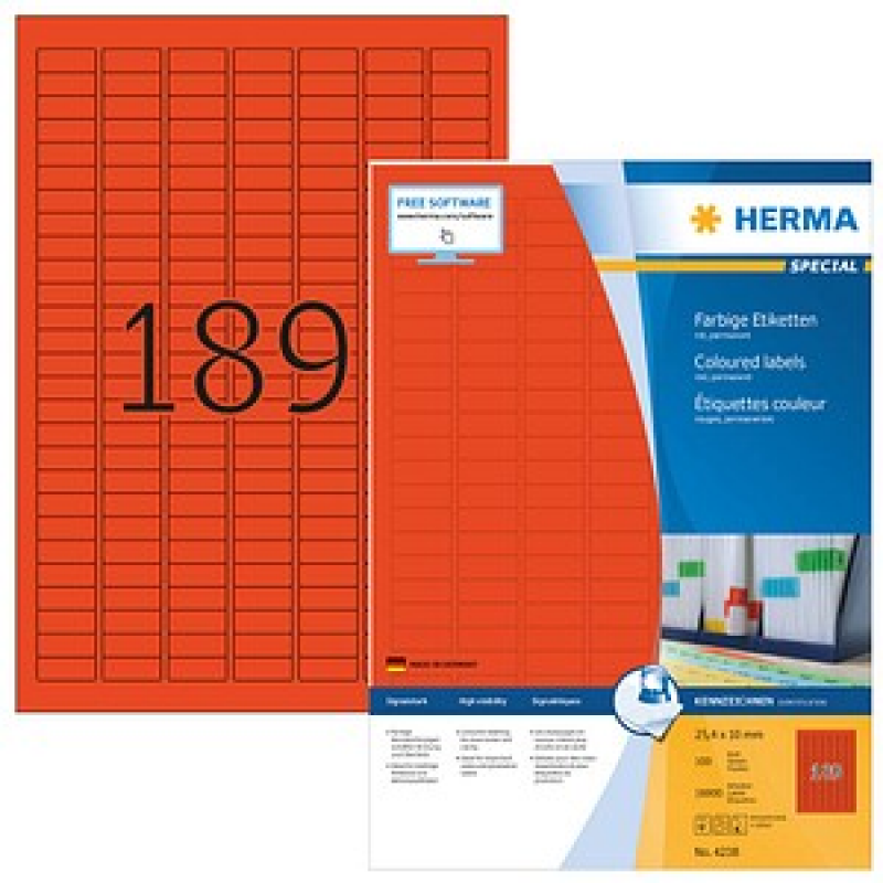 HERMA Etiketten 4238 rot 25,4 x 10,0 mm, 10 Blatt – Bild 1 von 5