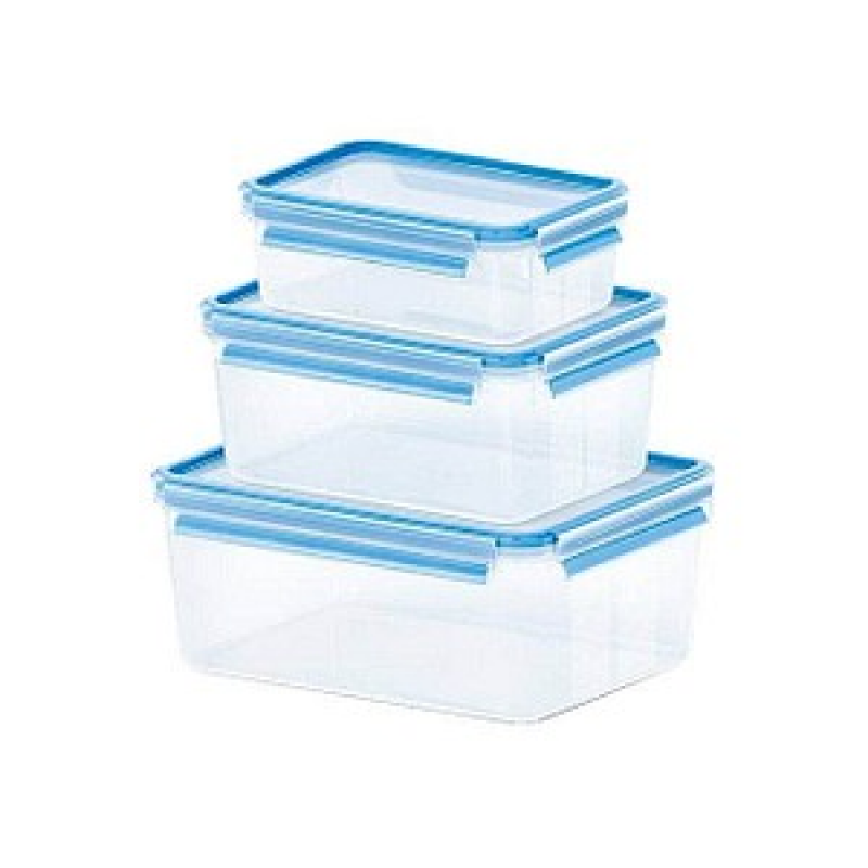 emsa Frischhaltedosen-Set CLIP & CLOSE transparent 1,0/2,3/3,7 l, 1 Set