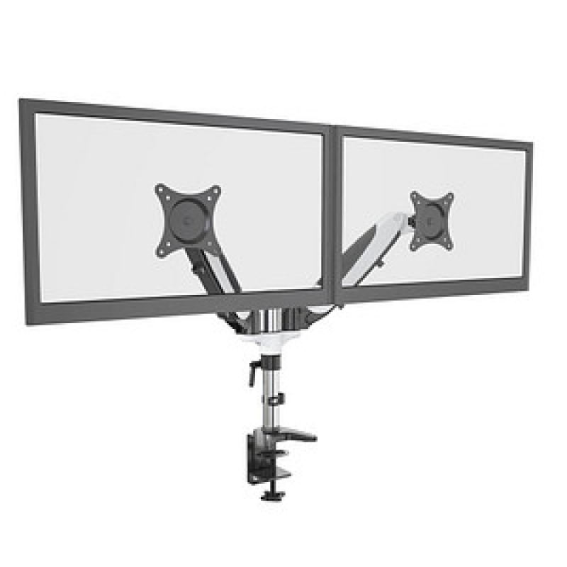 ergoleben Monitor-Halterung GS220TK EL0003 weiß, schwarz, silber für 2 Monitore, Tischklemme – Bild 1 von 6