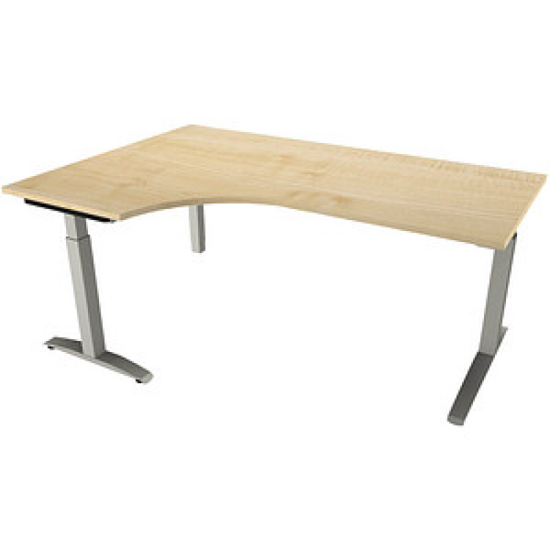 fm Sidney höhenverstellbarer Schreibtisch königsahorn Bogenform, C-Fuß-Gestell Quadratrohr silber 180,0 x 80,0 cm – Bild 1 von 2