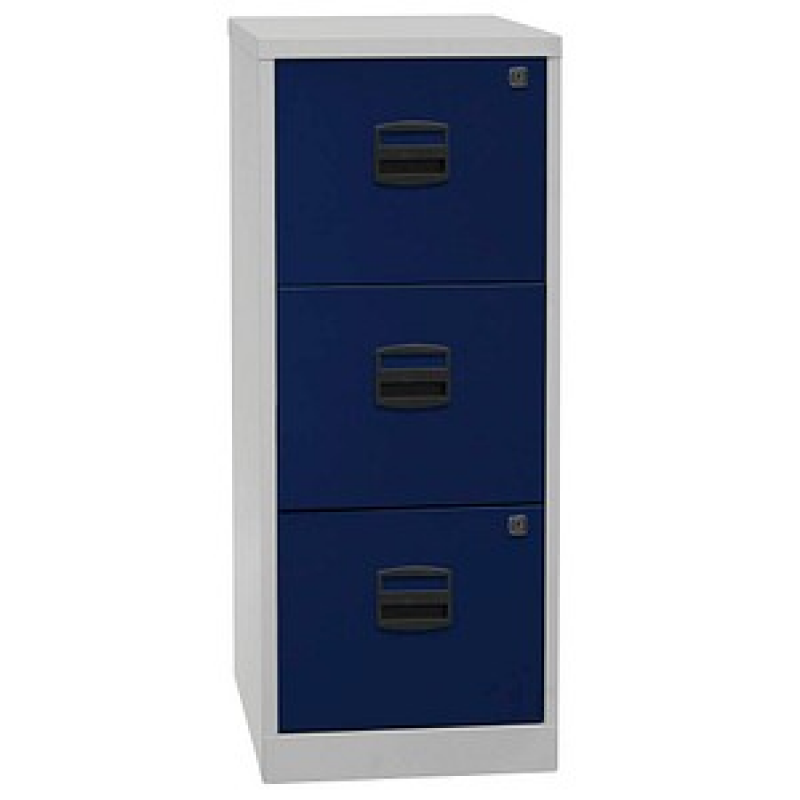 BISLEY Home PFA 3 Hängeregistraturschrank lichtgrau, oxfordblau 3 Schubladen 41,3 x 40,0 x 101,5 cm, 1 St. – Bild 1 von 6