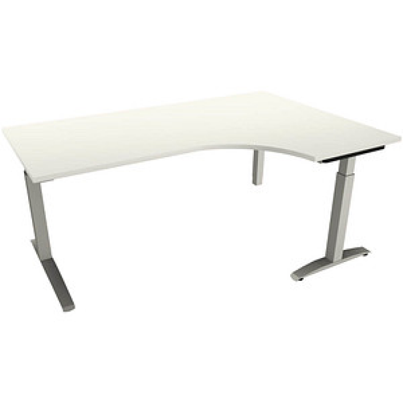 fm Sidney höhenverstellbarer Schreibtisch weiß Bogenform, C-Fuß-Gestell Quadratrohr silber 180,0 x 80,0 cm – Bild 1 von 2