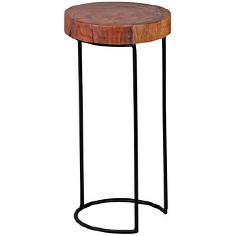 WOHNLING Beistelltisch rund Massivholz sheesham 28,0 x 28,0 x 55,0 cm, 1 St. – Bild 1 von 7