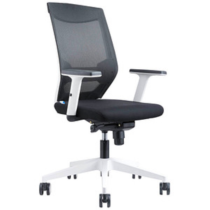 rocada Bürostuhl, 908W-4 Stoff schwarz, Gestell weiß – Bild 1 von 6