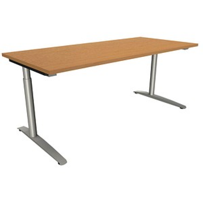 fm Sidney höhenverstellbarer Schreibtisch buche rechteckig, C-Fuß-Gestell Rundrohr silber 180,0 x 80,0 cm – Bild 1 von 2