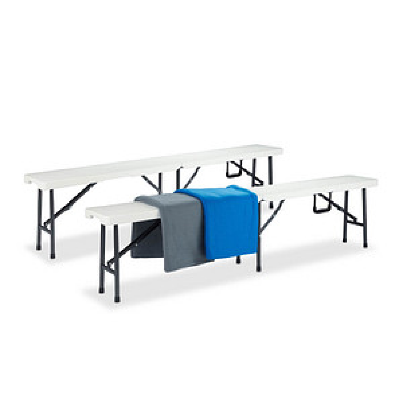 relaxdays Bierbänke 10022836_0 weiß Kunststoff 181,0 cm, 2 St. – Bild 1 von 6