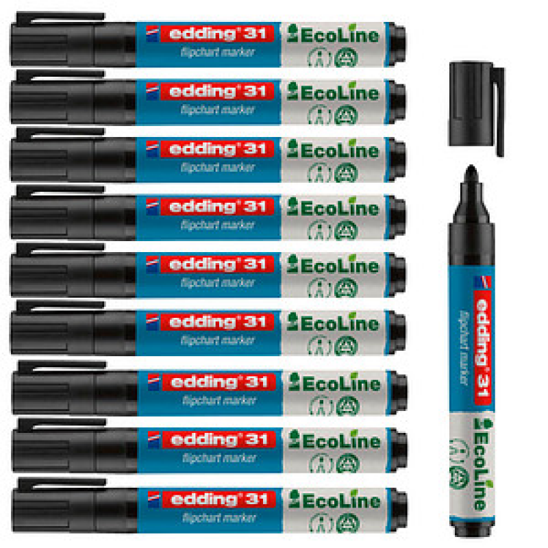 edding 31 Ecoline Flipchart-Marker schwarz 1,5 - 3,0 mm, 10 St. – Bild 1 von 8
