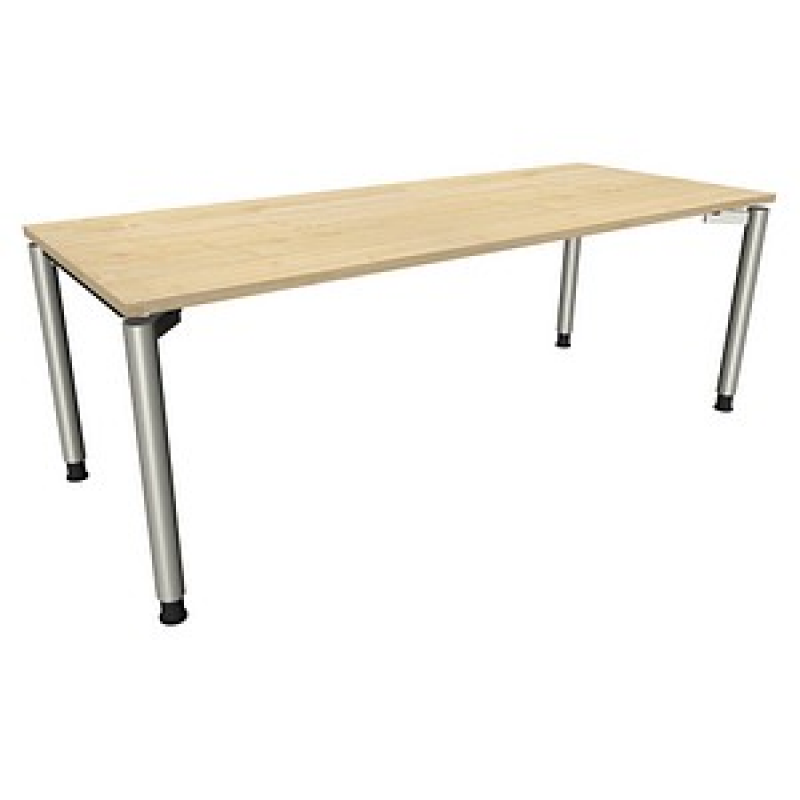 fm fastline höhenverstellbarer Schreibtisch königsahorn rechteckig, 4-Fuß-Gestell silber 200,0 x 80,0 cm – Bild 1 von 2