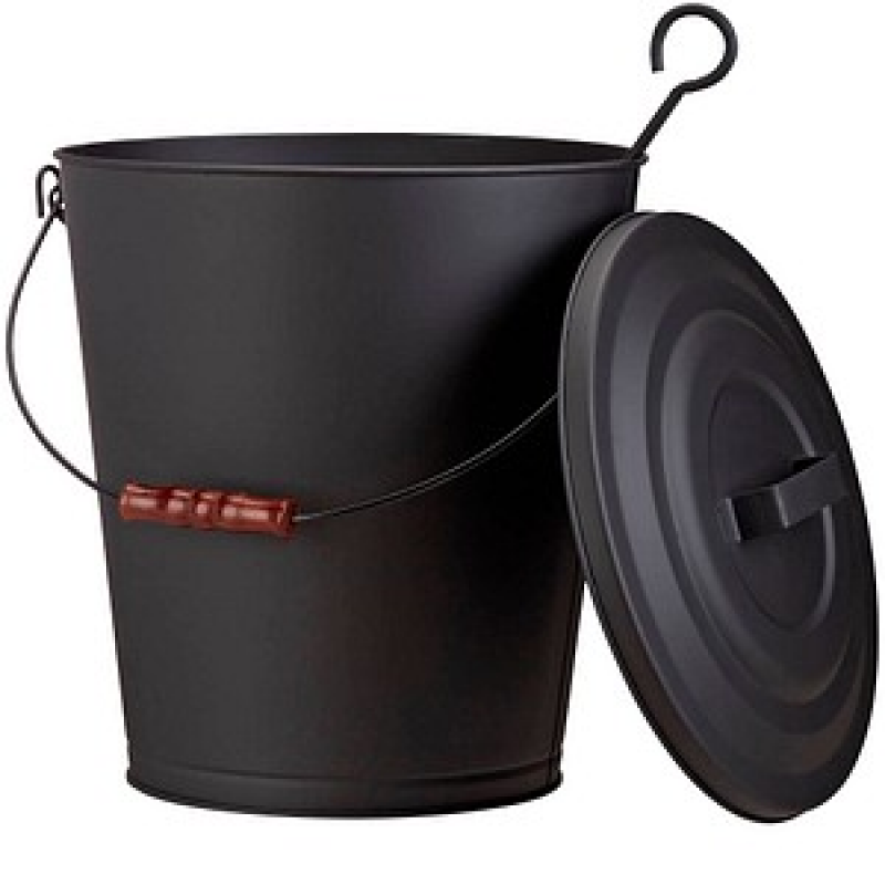 relaxdays Ascheeimer mit Deckel 24,0 l schwarz, 1 St. – Bild 1 von 5