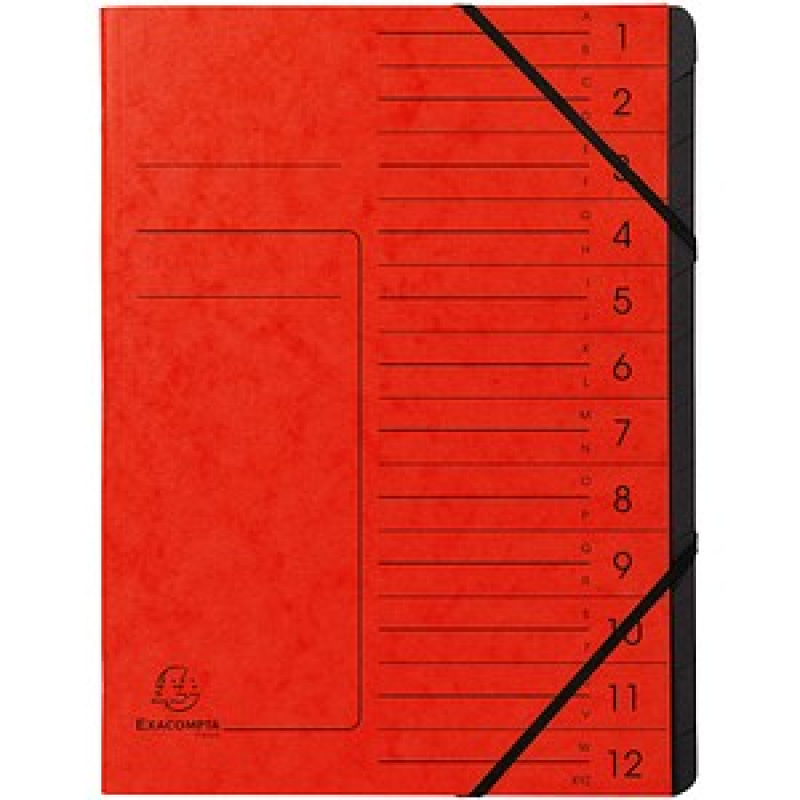 Exacompta Ordnungsmappe 12 Fächer rot, 1 St.