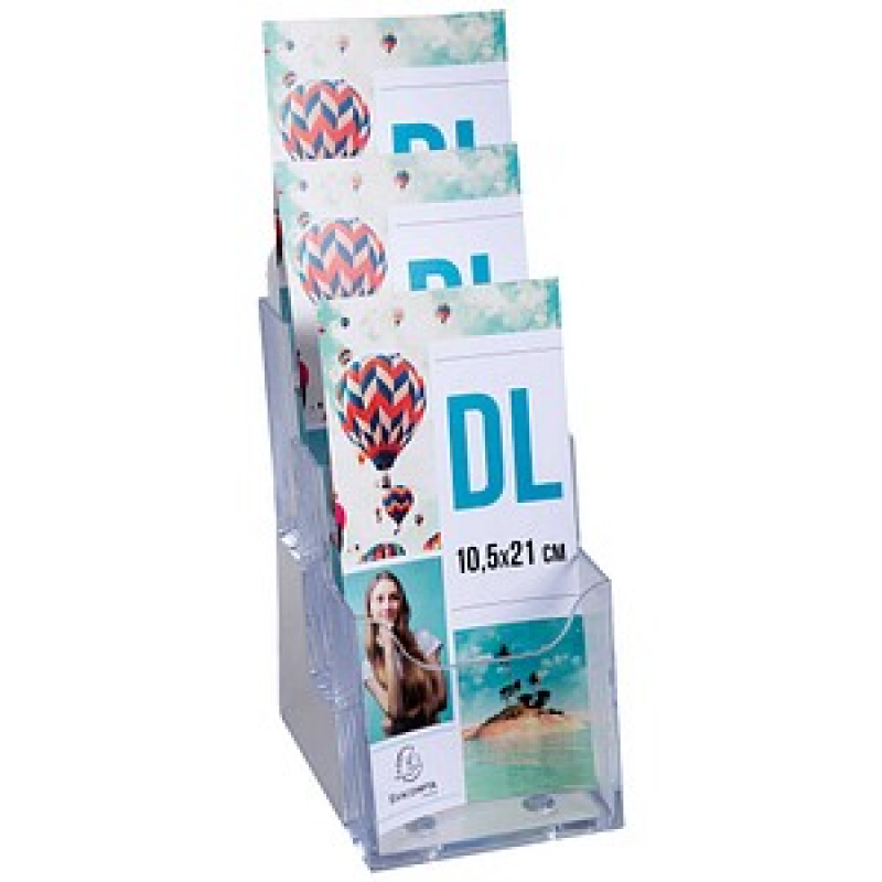 Exacompta Tischprospekthalter Office Exacryl transparent DIN lang 3 Fächern 11,5 x 11,2 x 21,8 cm, 1 St. – Bild 1 von 4