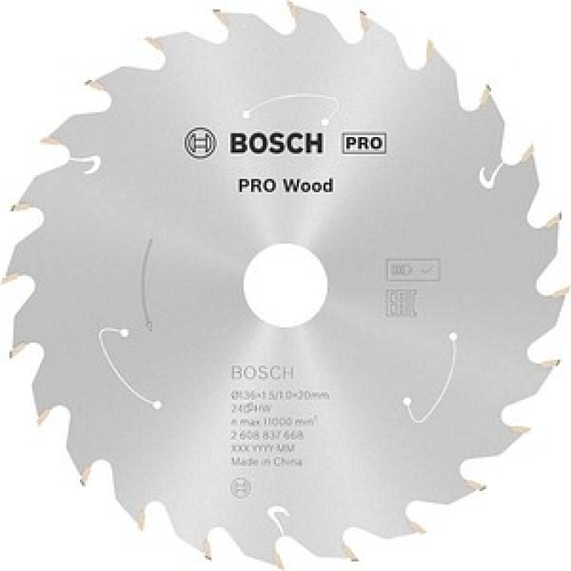 AKTION: BOSCH PRO Wood Kreissägeblatt 136,0 mm, 24 Zähne, 1 St. mit Prämie nach Registrierung – Bild 1 von 7